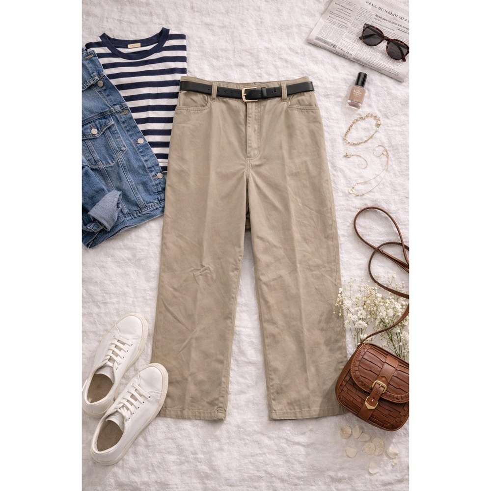 Womens Classic Mid-Calf Cropped Chino Pants Khaki Beige Lauren Ralph Lauren 12